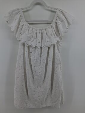 Tommy Bahama White Eyelet One-Shoulder Ruffle Dress